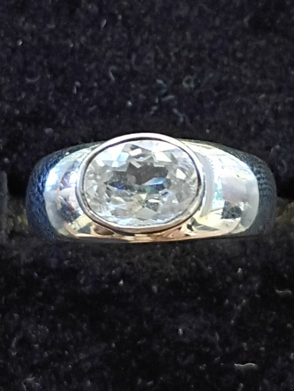 Vtg Rare Oval Diamond Simulant CZ Solitaire Ring sz 7 925 Sterling 4g Exc Cond! - Picture 10 of 10